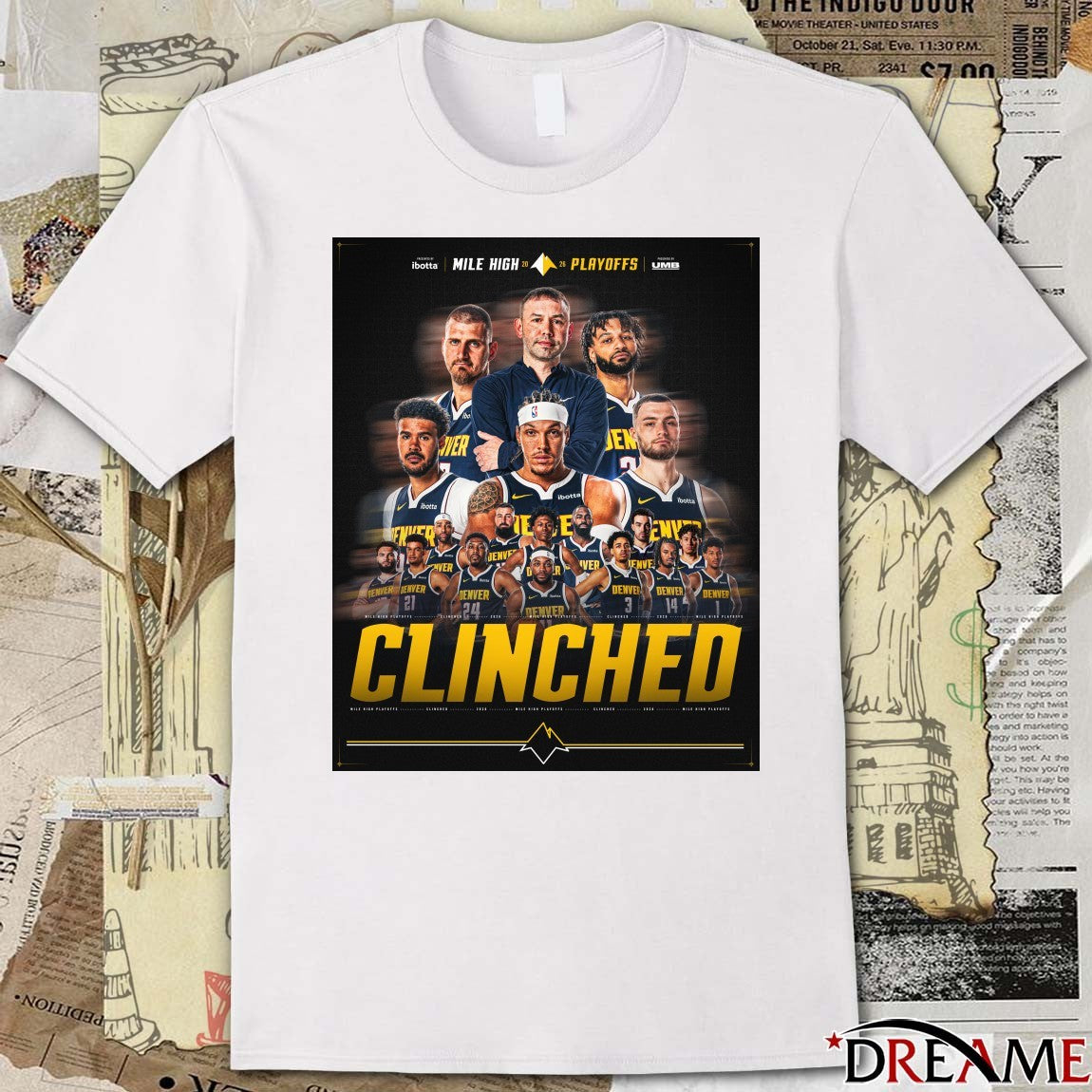Denver Nuggets 2026 Mile High Playoffs Clinched 2026 Poster t-shirt