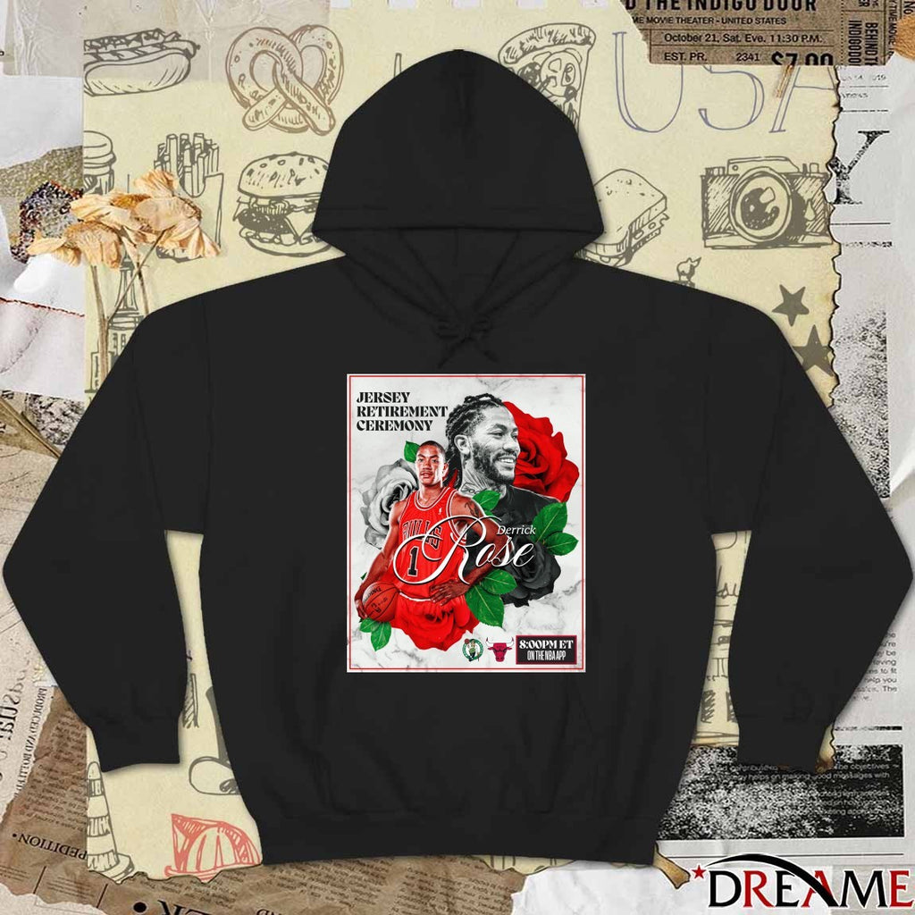 Derrick Rose Jersey Retirement Ceremony Chicago Bulls Poster t-shirt
