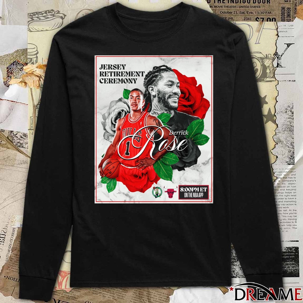 Derrick Rose Jersey Retirement Ceremony Chicago Bulls Poster t-shirt