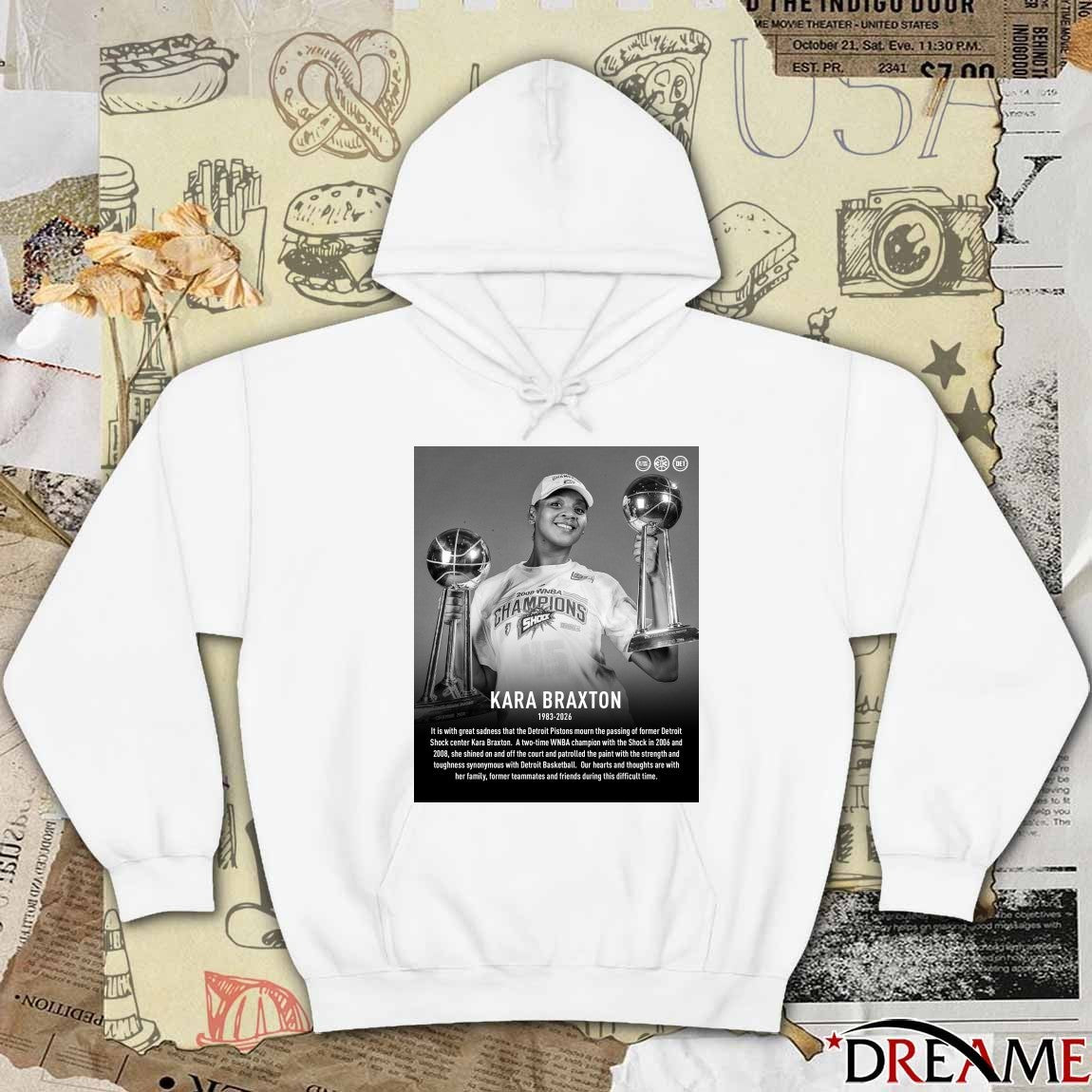 Detroit Pistons Mourn The Passing Of Former Detroit Shock Center Kara Braxton 1983 – 2026 Poster t-shirt