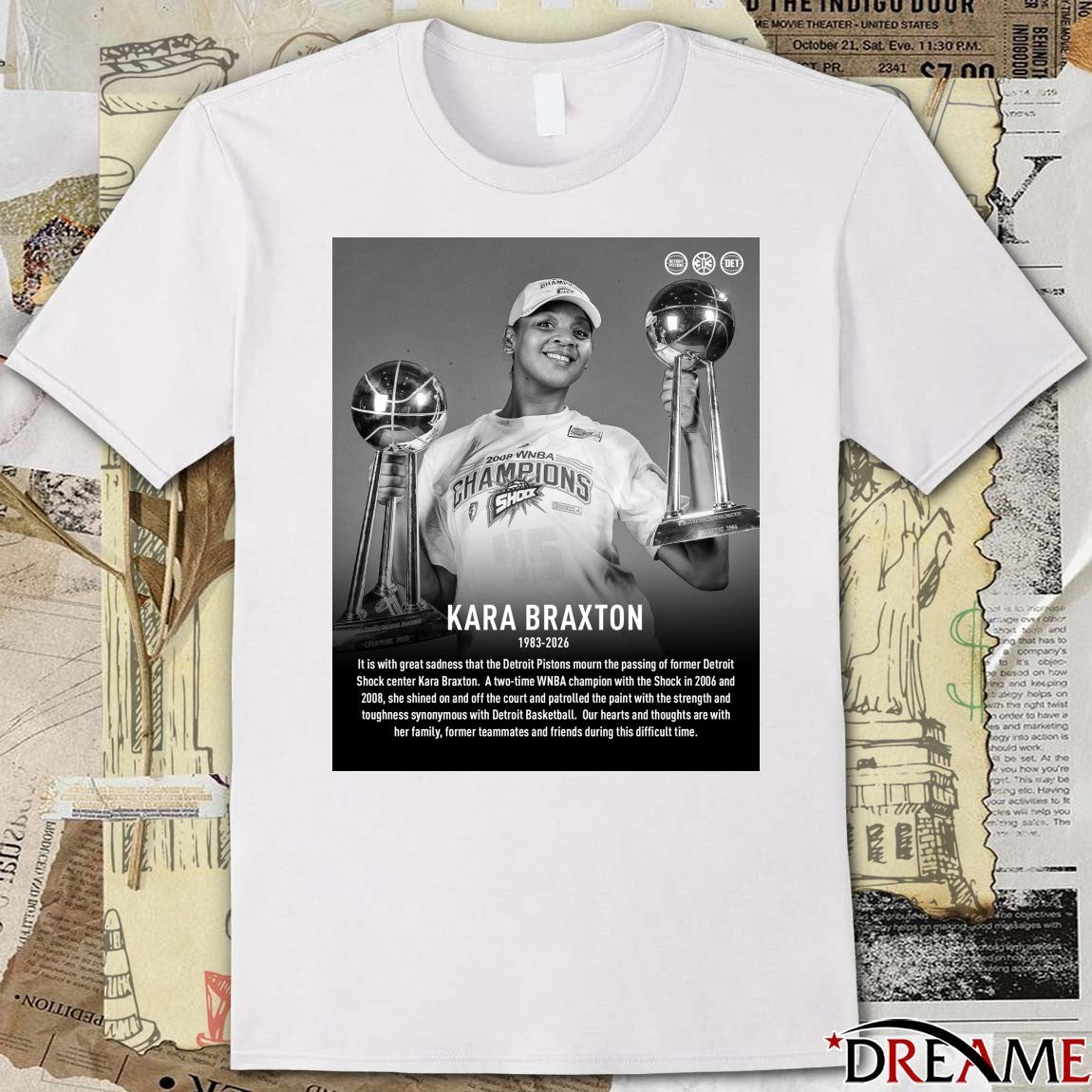 Detroit Pistons Mourn The Passing Of Former Detroit Shock Center Kara Braxton 1983 – 2026 Poster t-shirt