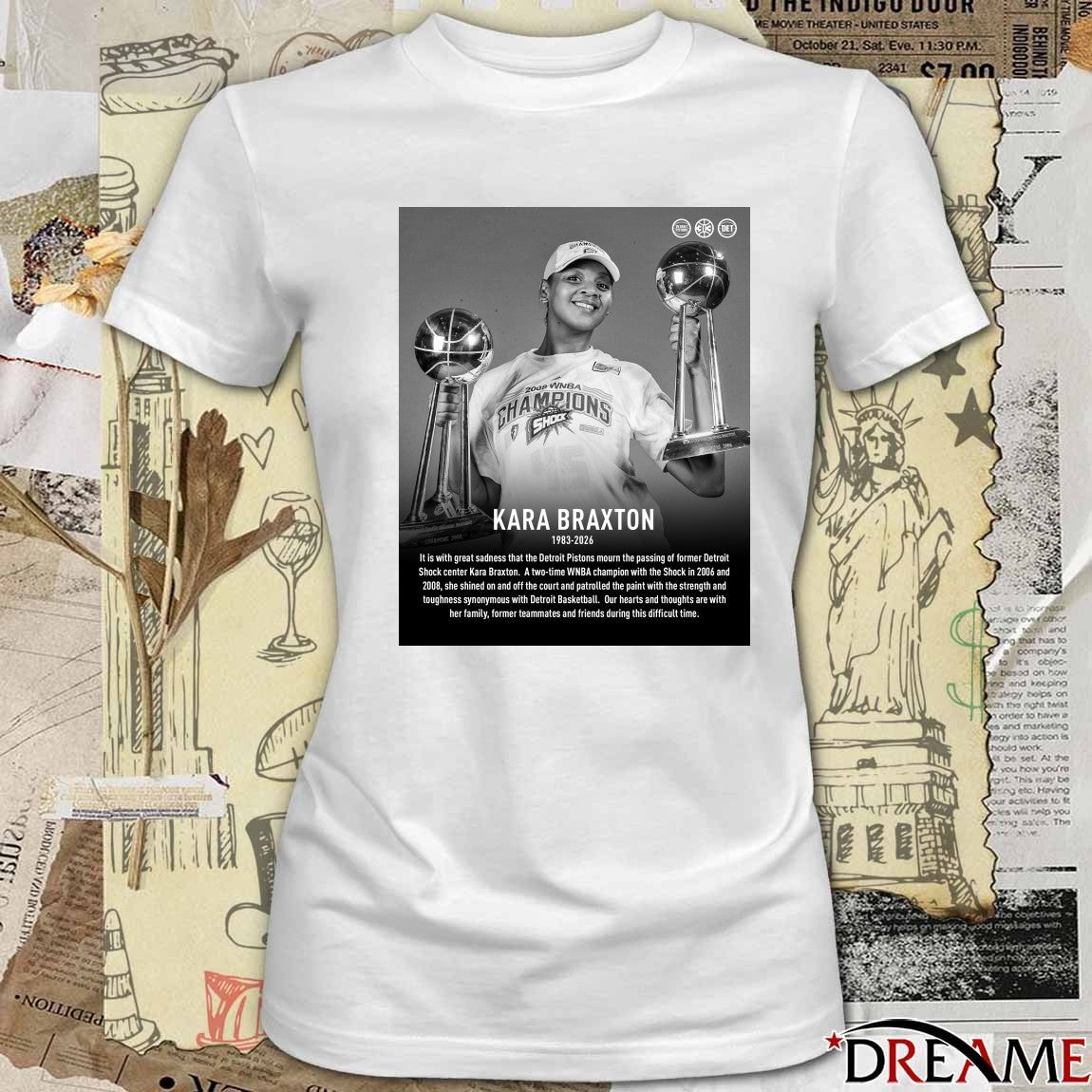 Detroit Pistons Mourn The Passing Of Former Detroit Shock Center Kara Braxton 1983 – 2026 Poster t-shirt