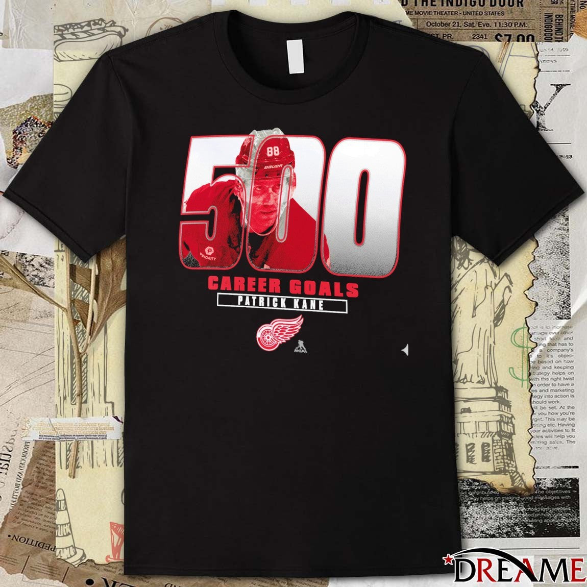 Detroit Red Wings Patrick Kane Gray 500 Career Goals Milestone t-shirt