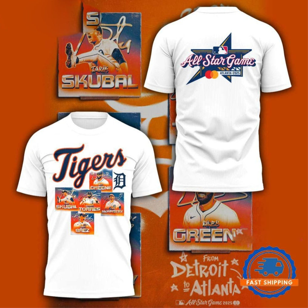 Detroit Tigers MLB All-Star Game Atlanta 2025 Player Roster Two-Sided T-Shirt