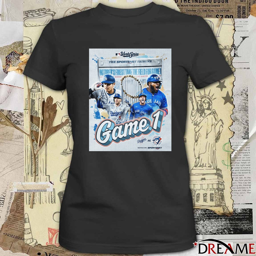 Dodgers vs. Blue Jays Game 1 World Series MLB Capital One The Sportsnet Tribune 10.24.2025 Poster t-shirt