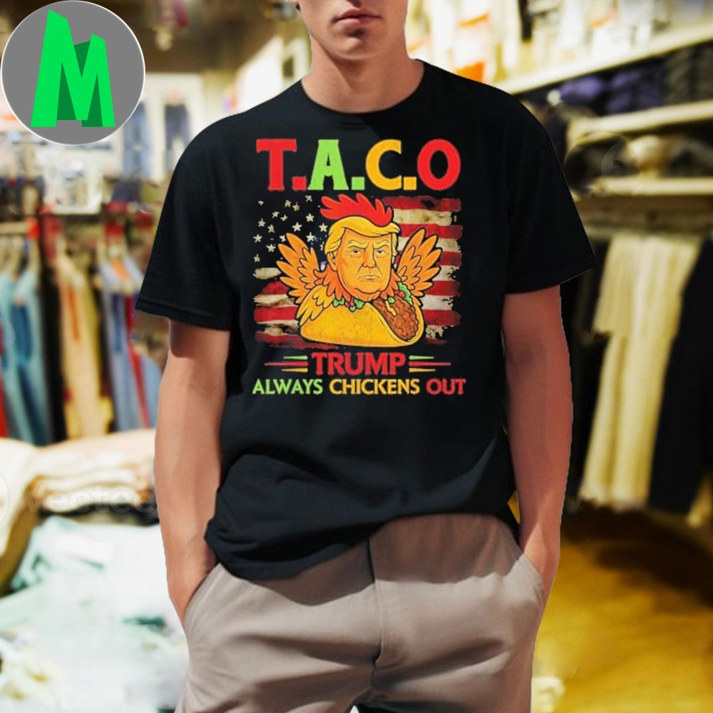 Donald Trump Chicken Taco USA Flag Political Satire T-Shirt Humorous Anti-Trump Graphic Tee