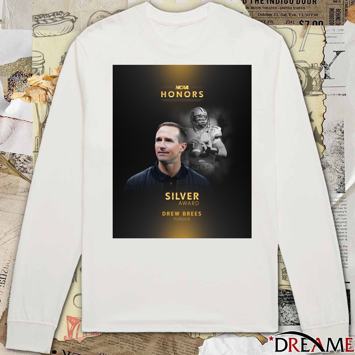 Drew Brees Purdue NCAA Honors Silver Anniversary Award Poster t-shirt