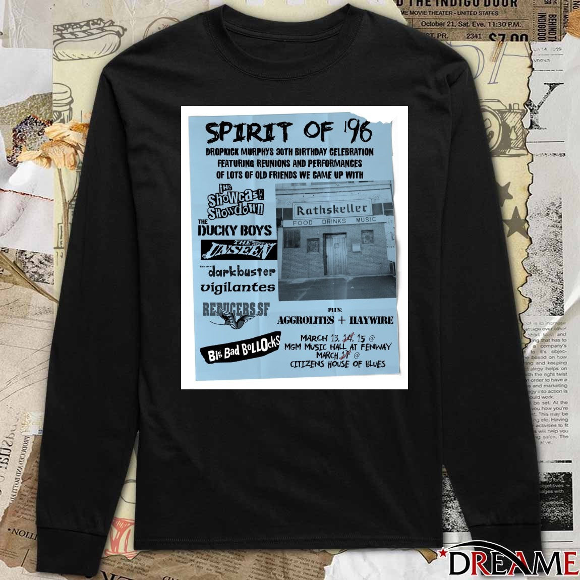 Dropkick Murphys 30th Birthday Celebration Spirit of ’96 March 13 – 15 2026 Poster t-shirt