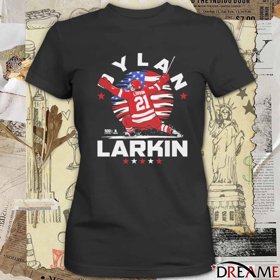 Dylan Larkin Detroit Red Wings Hockey USA Flag Celebration t-shirt