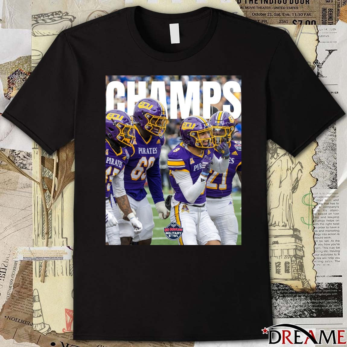ECU East Carolina Pirates defeated Coastal Carolina Chanticleers 2025 Military Bowl Champions Poster t-shirt