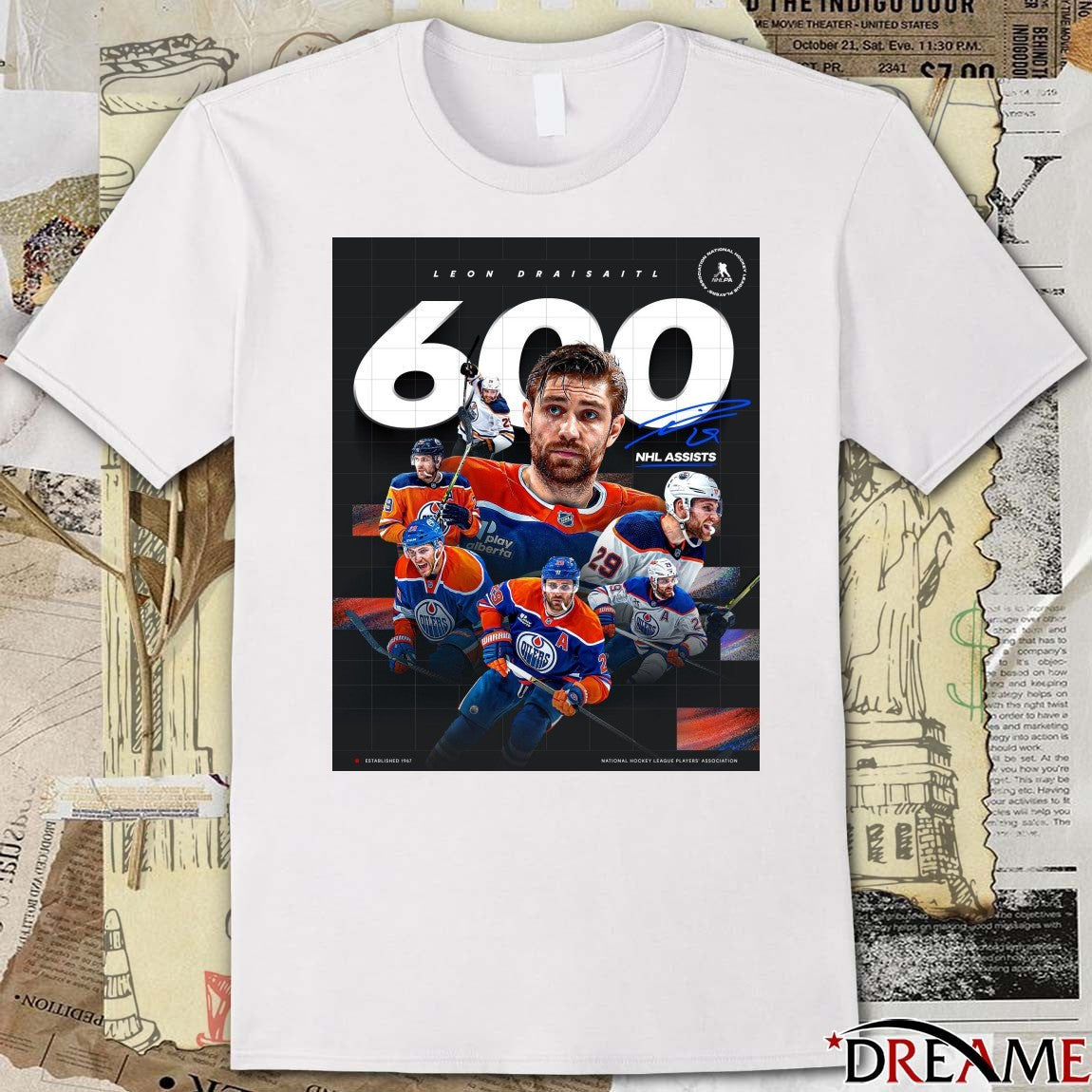 Edmonton Oilers Leon Draisaitl 600 NHL Assists Signature Poster t-shirt