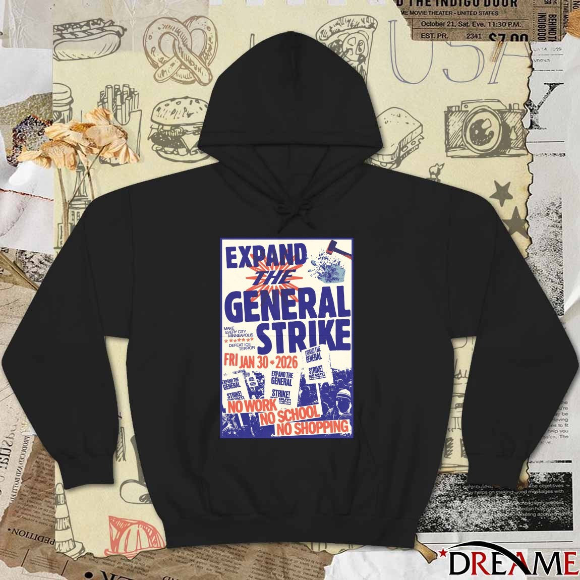 Expand The General Strike January 30 2026 No Work No School No Shopping t-shirt