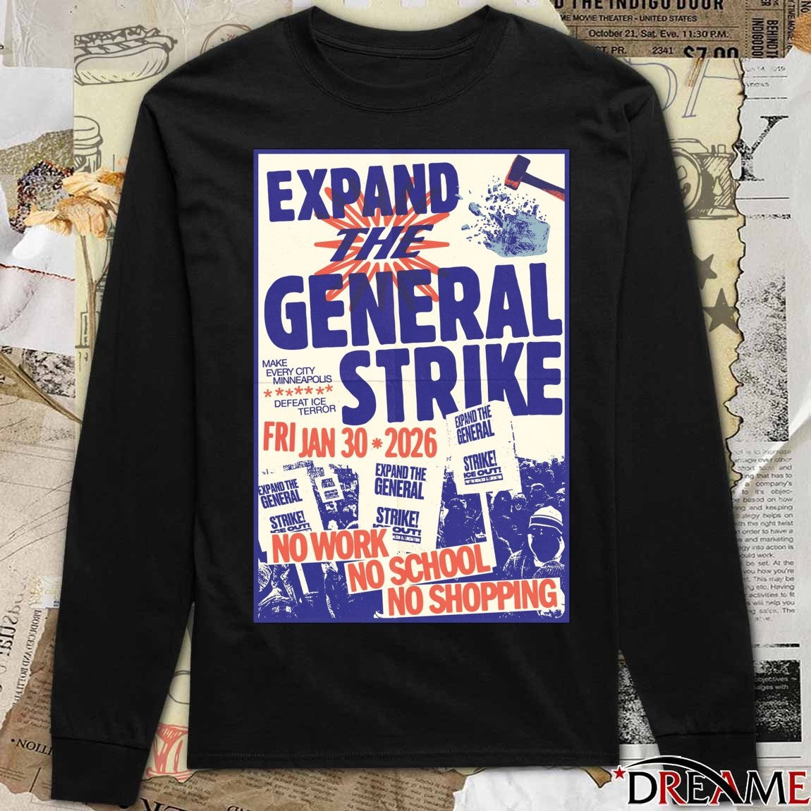 Expand The General Strike January 30 2026 No Work No School No Shopping t-shirt