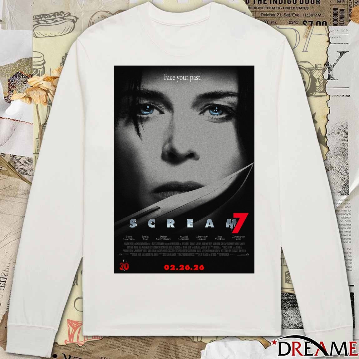 Face Your Past Scream 7 Only In Theaters February 26 2026 Poster t-shirt