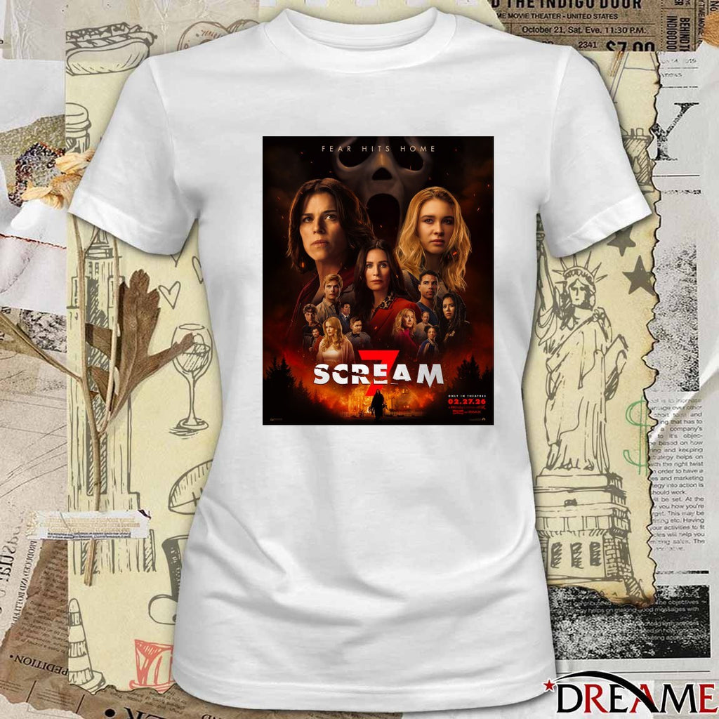 Fear Hít Home Scream 7 Only In Theatres February 27, 2026 Poster t-shirt
