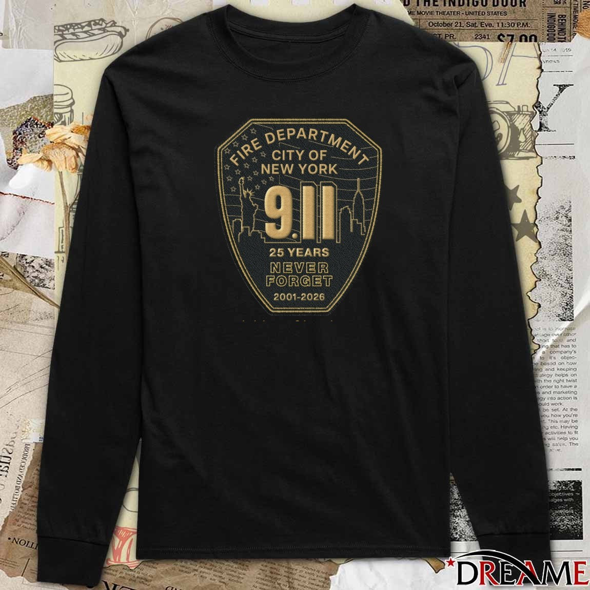 Fire Department City Of New York 9.11 25 Years Never Forget 2001-2026 Logo t-shirt