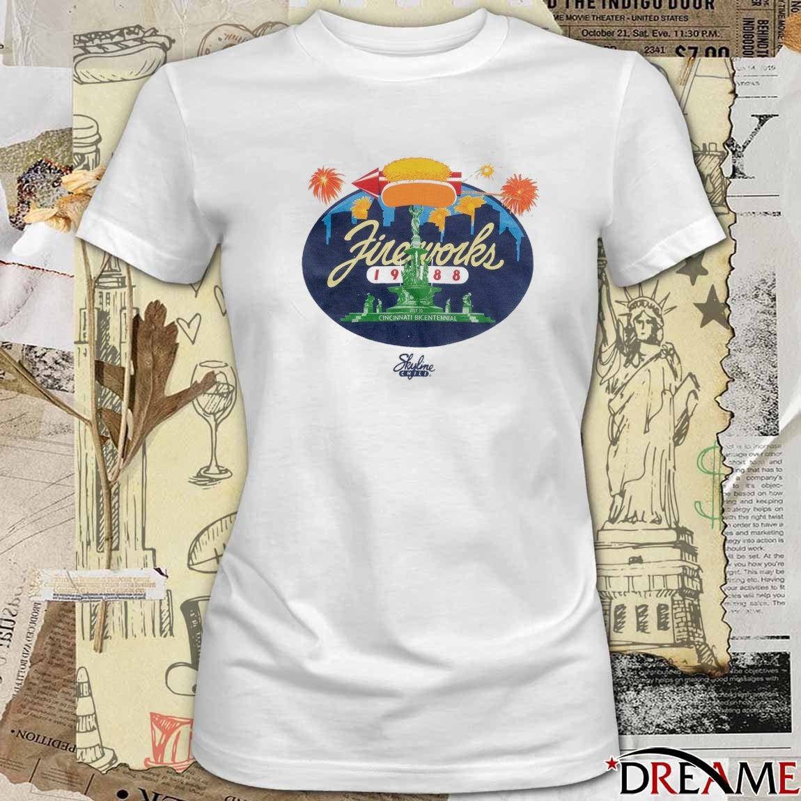 Fireworks 1988 Cincinnati Bicentennial on July 10, 1988 Skyline Chili logo t-shirt