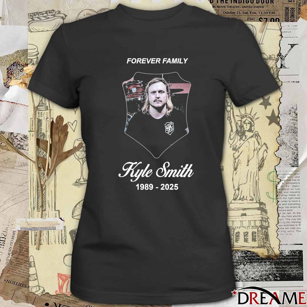 Forever Family SJC Drums Kyle Smith 1989-2025 t-shirt