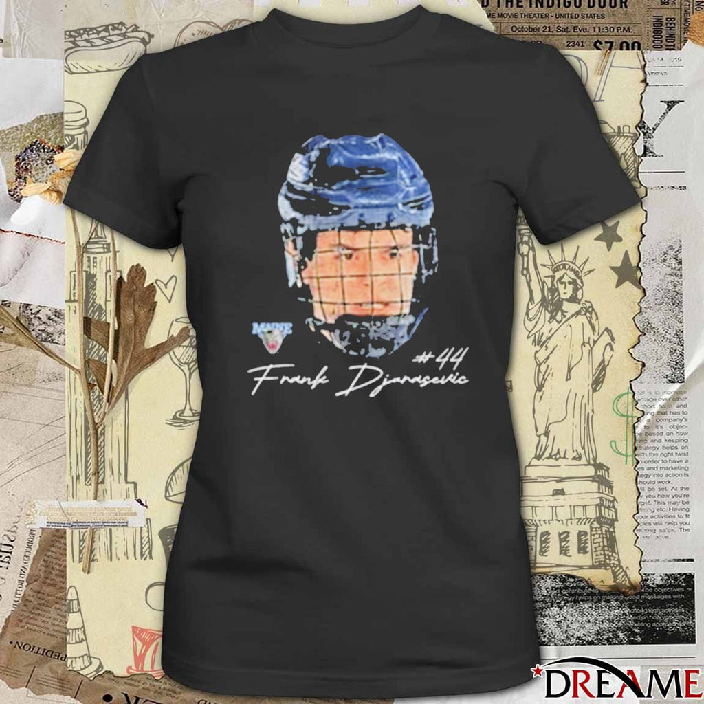 Frank Djurasevic 44 Maine Ice Hockey Player Portrait t-shirt