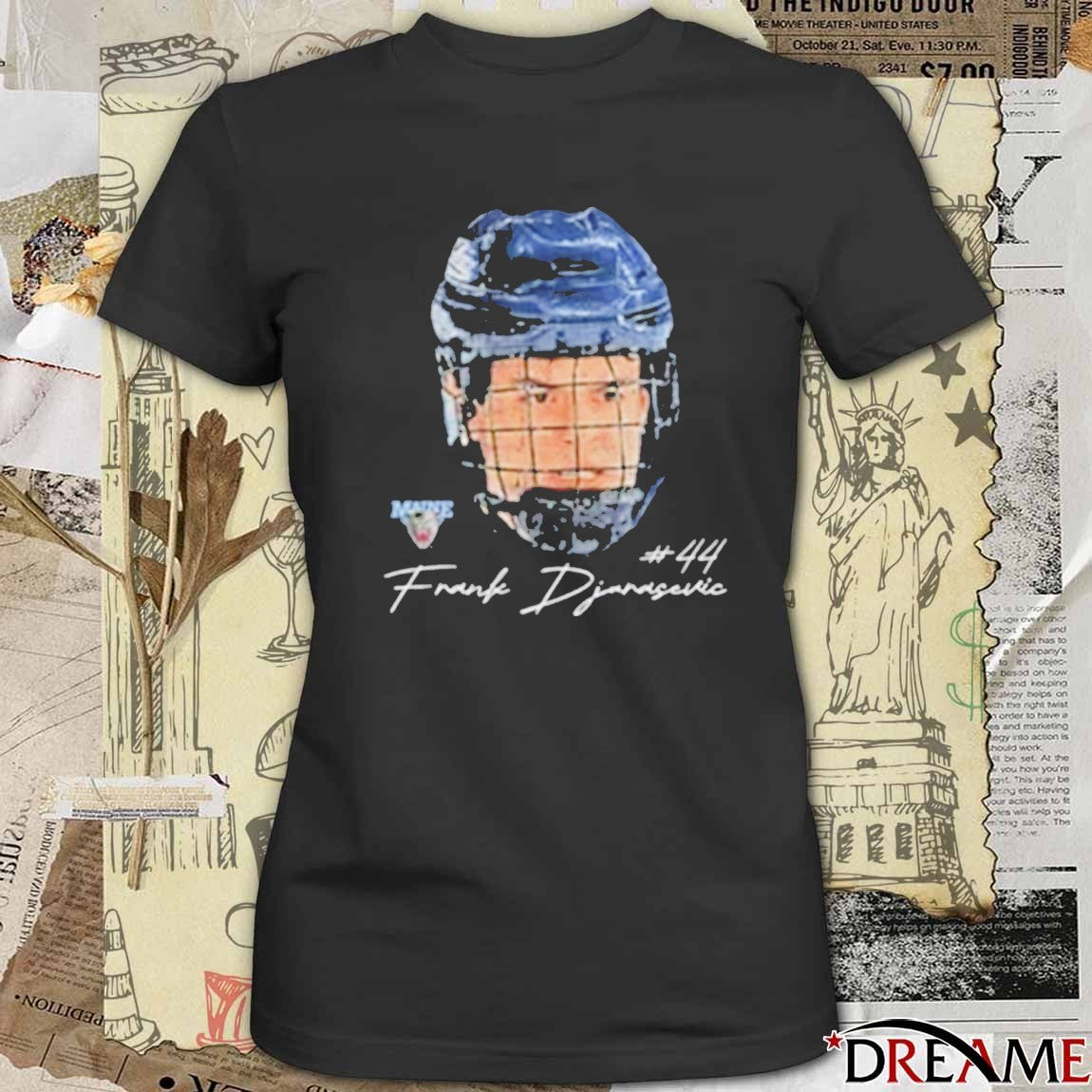 Frank Djurasevic 44 Maine Ice Hockey Player Portrait t-shirt