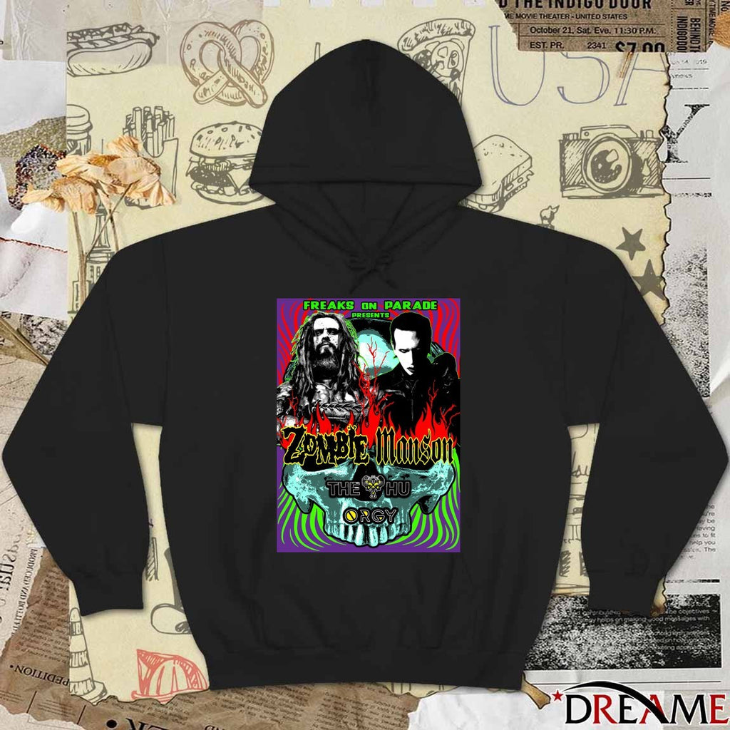 Freaks On Parade Presents Zombie Manson The Hu Orgy 2026 Poster t-shirt