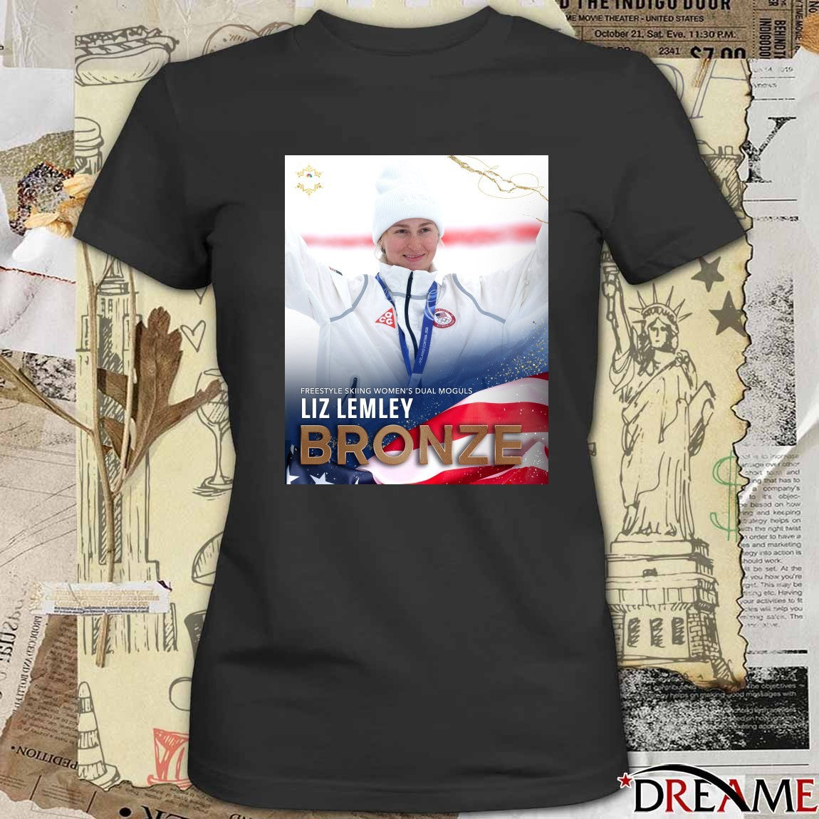 Freestyle Skiing Women’s Dual Moguls Liz Lemley Bronze Olympics t-shirt