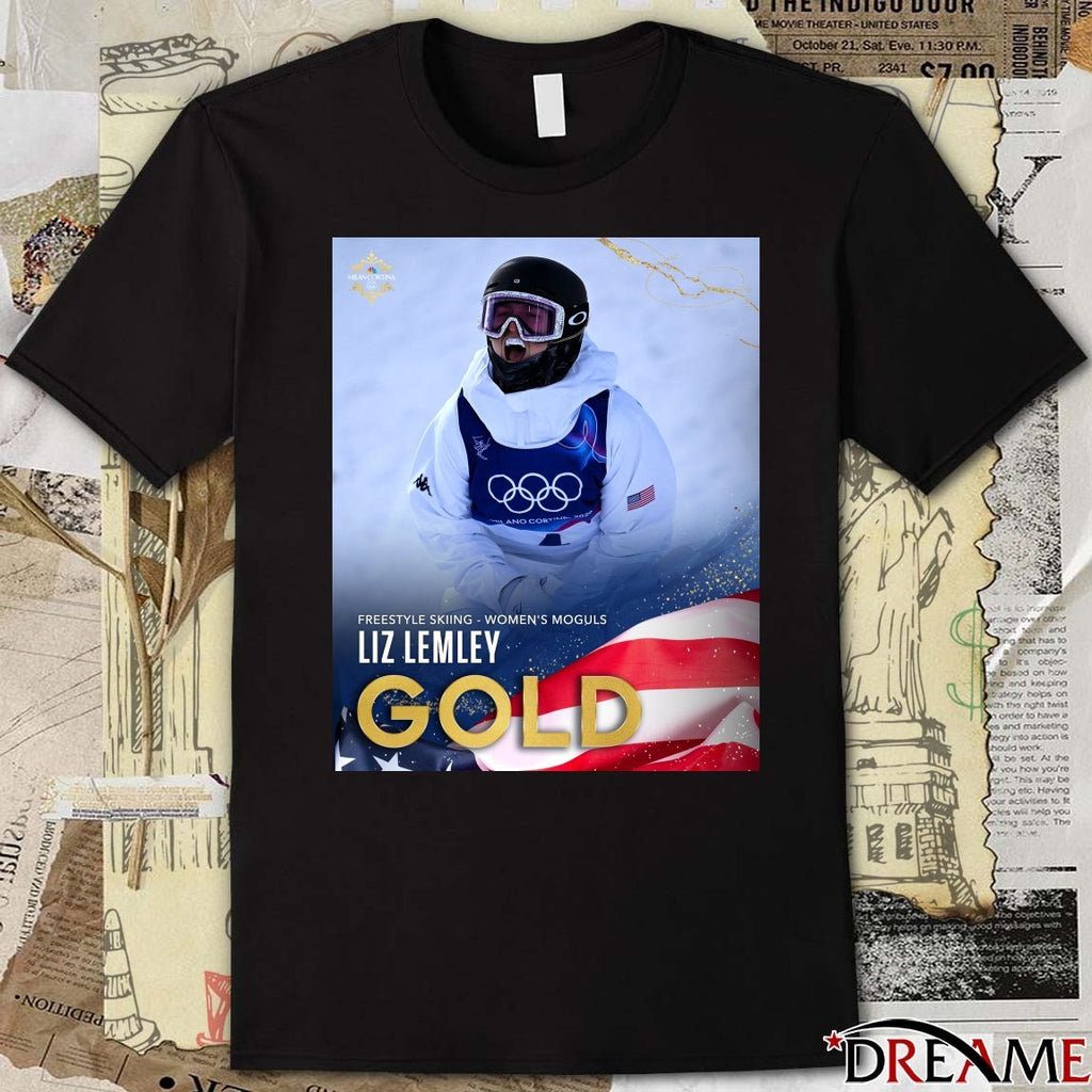 Freestyle Skiing Women’s Moguls Liz Lemley Gold Milan Cortina 2026 Poster t-shirt