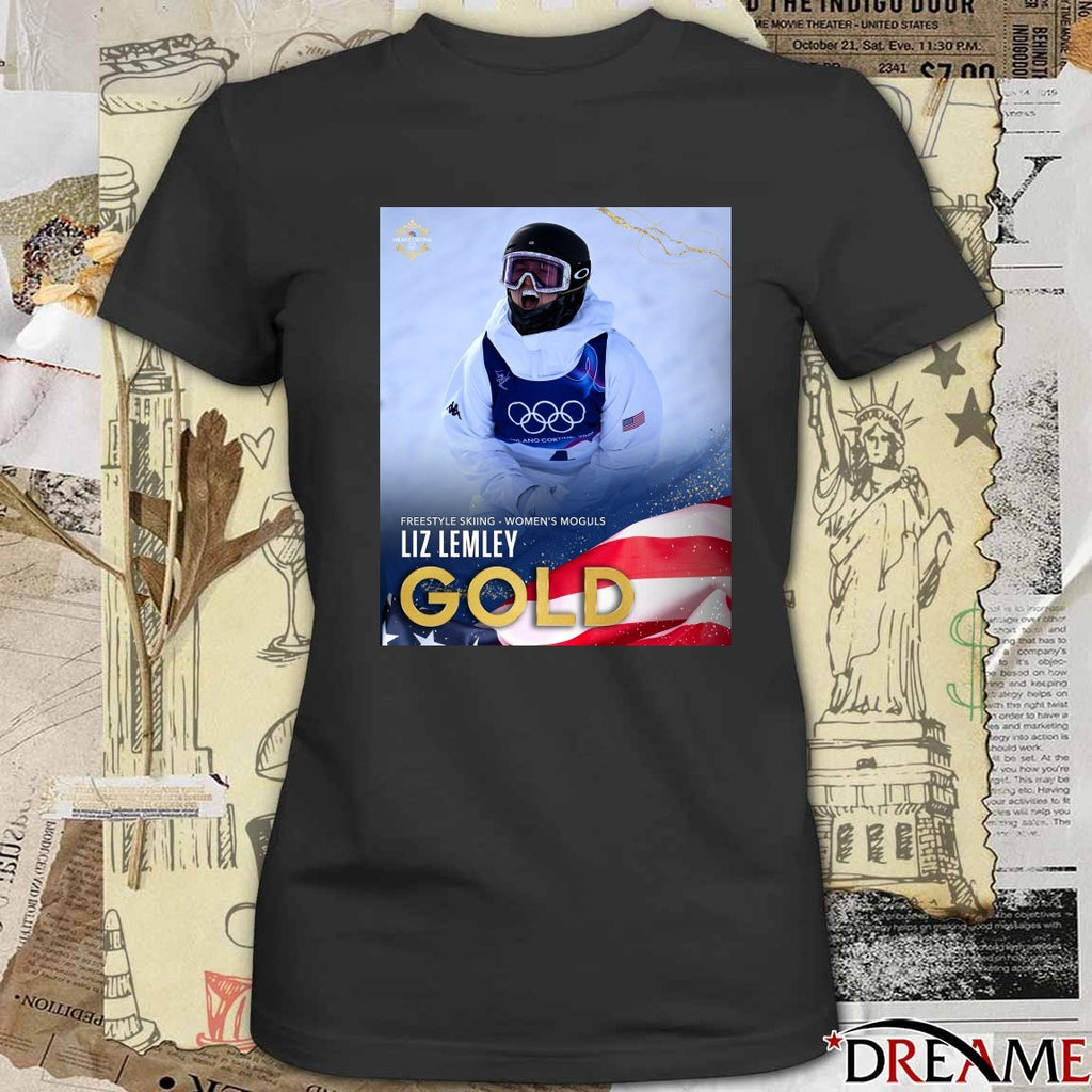 Freestyle Skiing Women’s Moguls Liz Lemley Gold Milan Cortina 2026 Poster t-shirt
