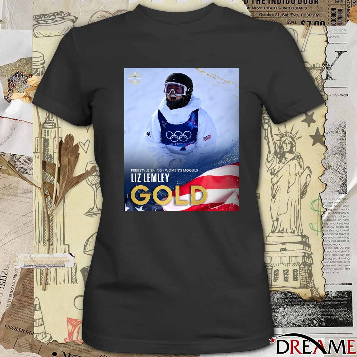 Freestyle Skiing Women’s Moguls Liz Lemley Gold Milan Cortina 2026 Poster t-shirt