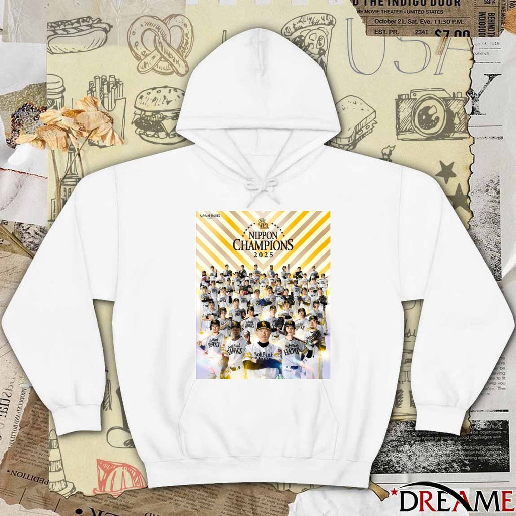 Fukuoka SoftBank Hawks 2025 Nippon Champions Poster tshirt
