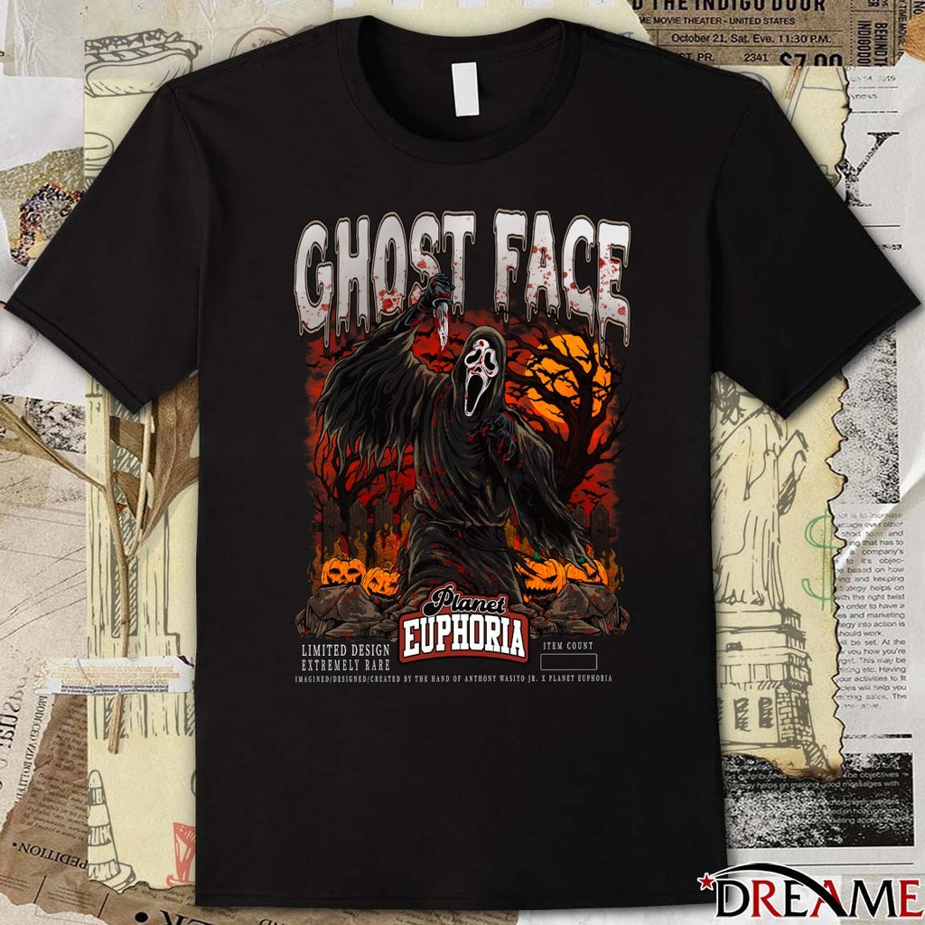 GF Ghost Face Halloween Planet Euphoria Art 2025 t-shirt