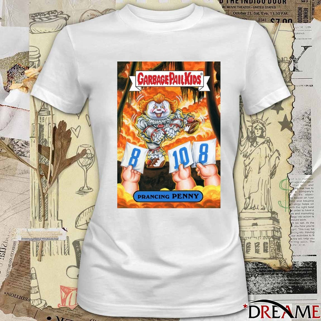 Garbage Pail Kids Prancing Penny Pennywise Horror Parody Card 2025 t-shirt
