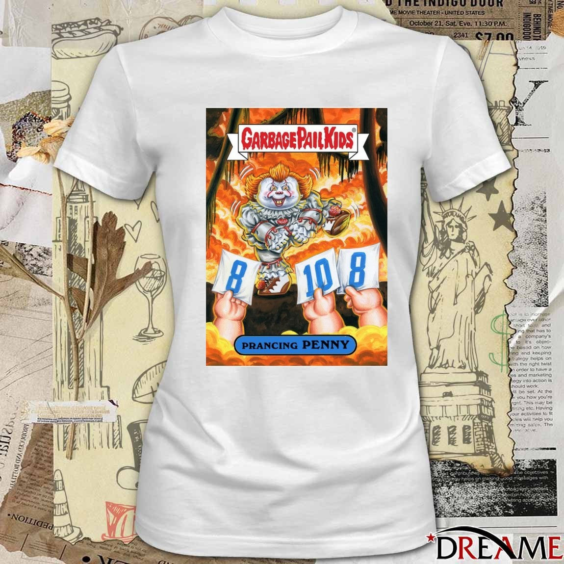 Garbage Pail Kids Prancing Penny Pennywise Horror Parody Card 2025 t-shirt