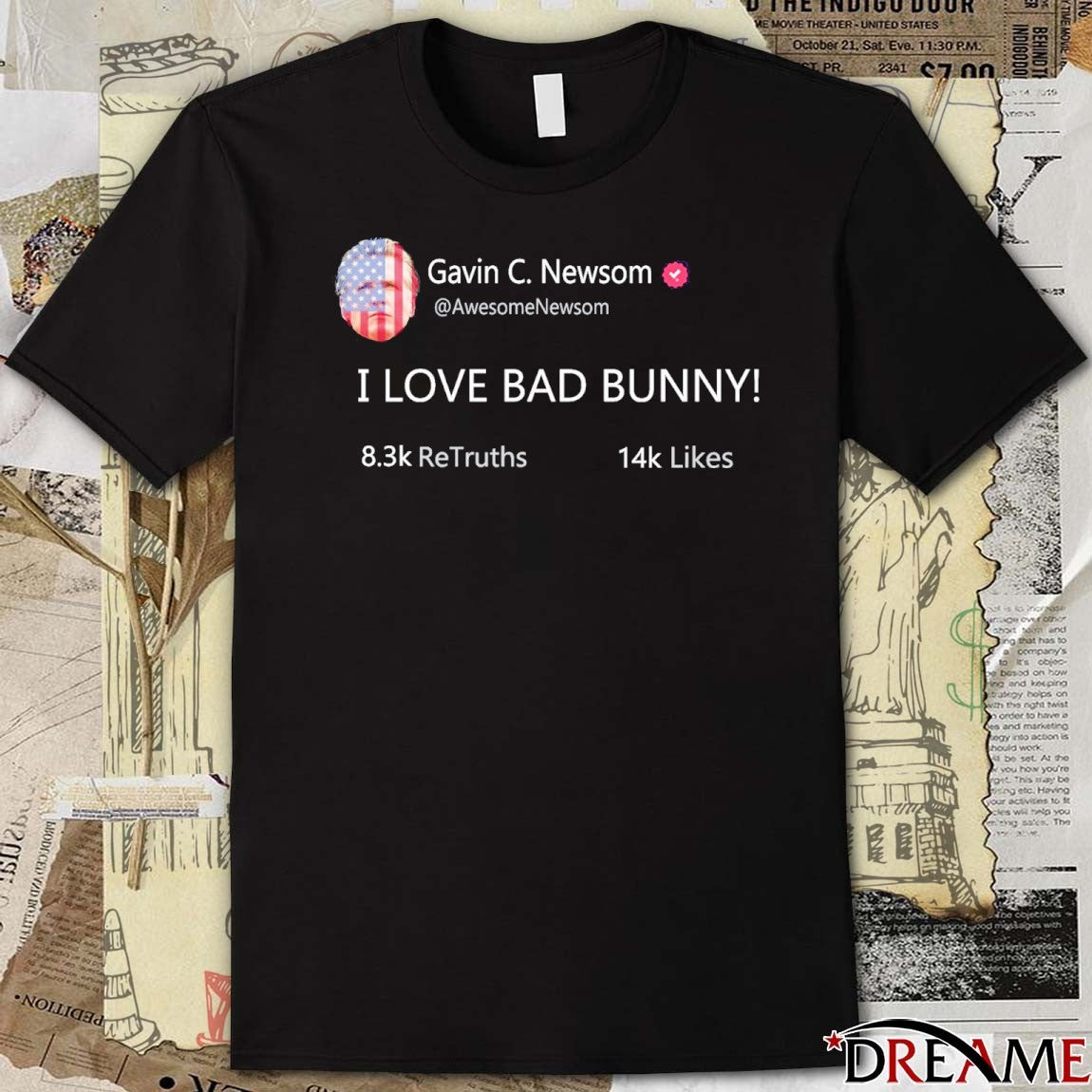 Gavin C Newsom I Love Bad Bunny t-shirt