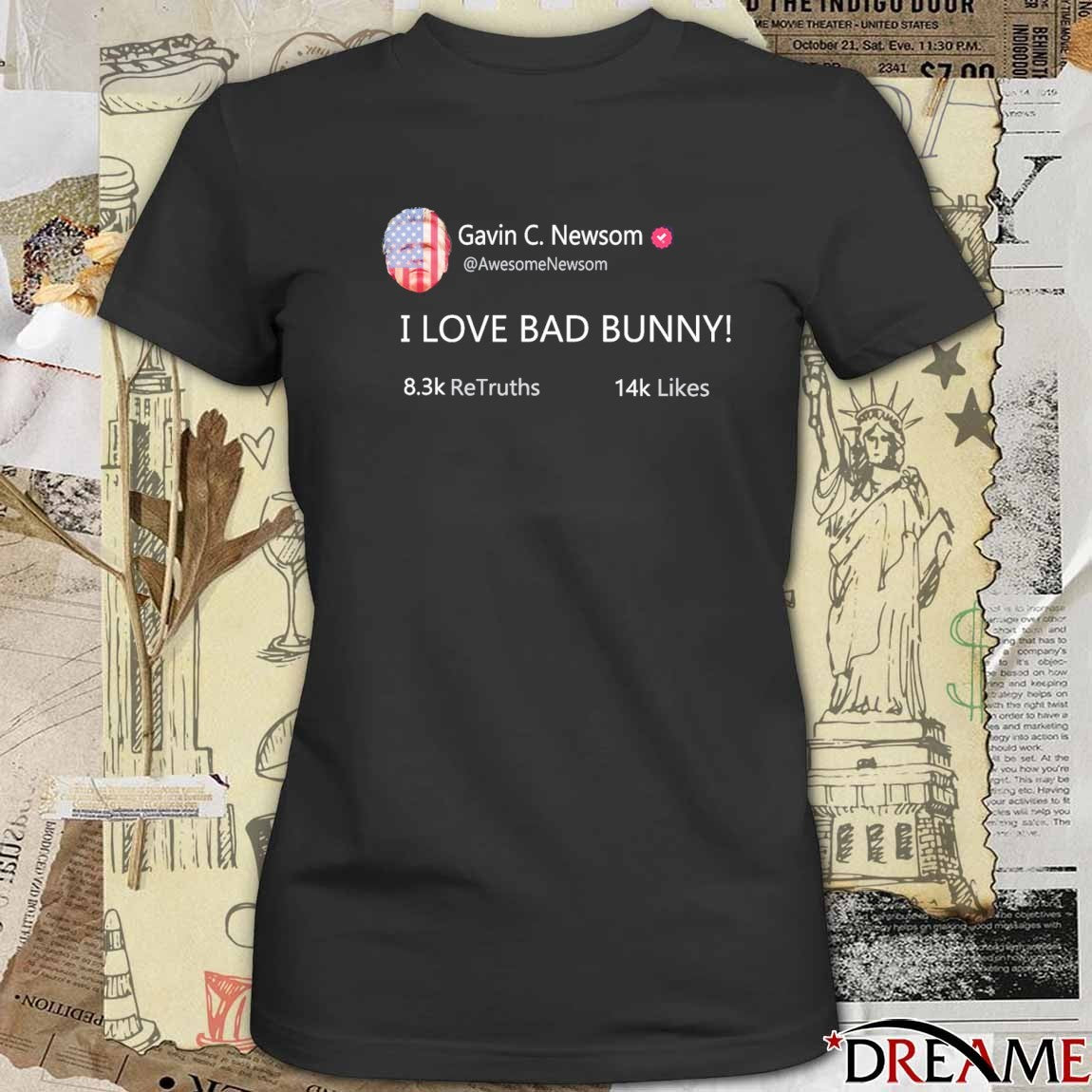 Gavin C Newsom I Love Bad Bunny t-shirt