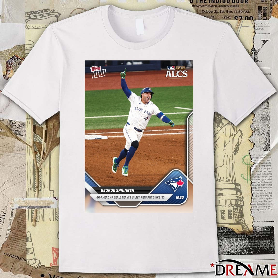George Springer 2025 MLB Topps Go-Ahead HR Seals Team 1st AL Pennant Since 93 t-shirt