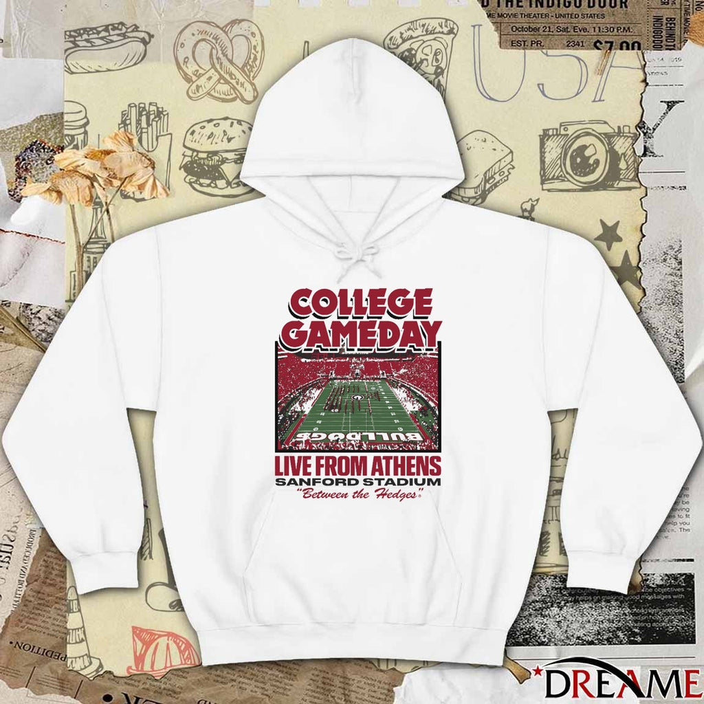 Georgia Bulldogs College GameDay Live From Athens GA Sanford Stadium Between The Hedges t-shirt