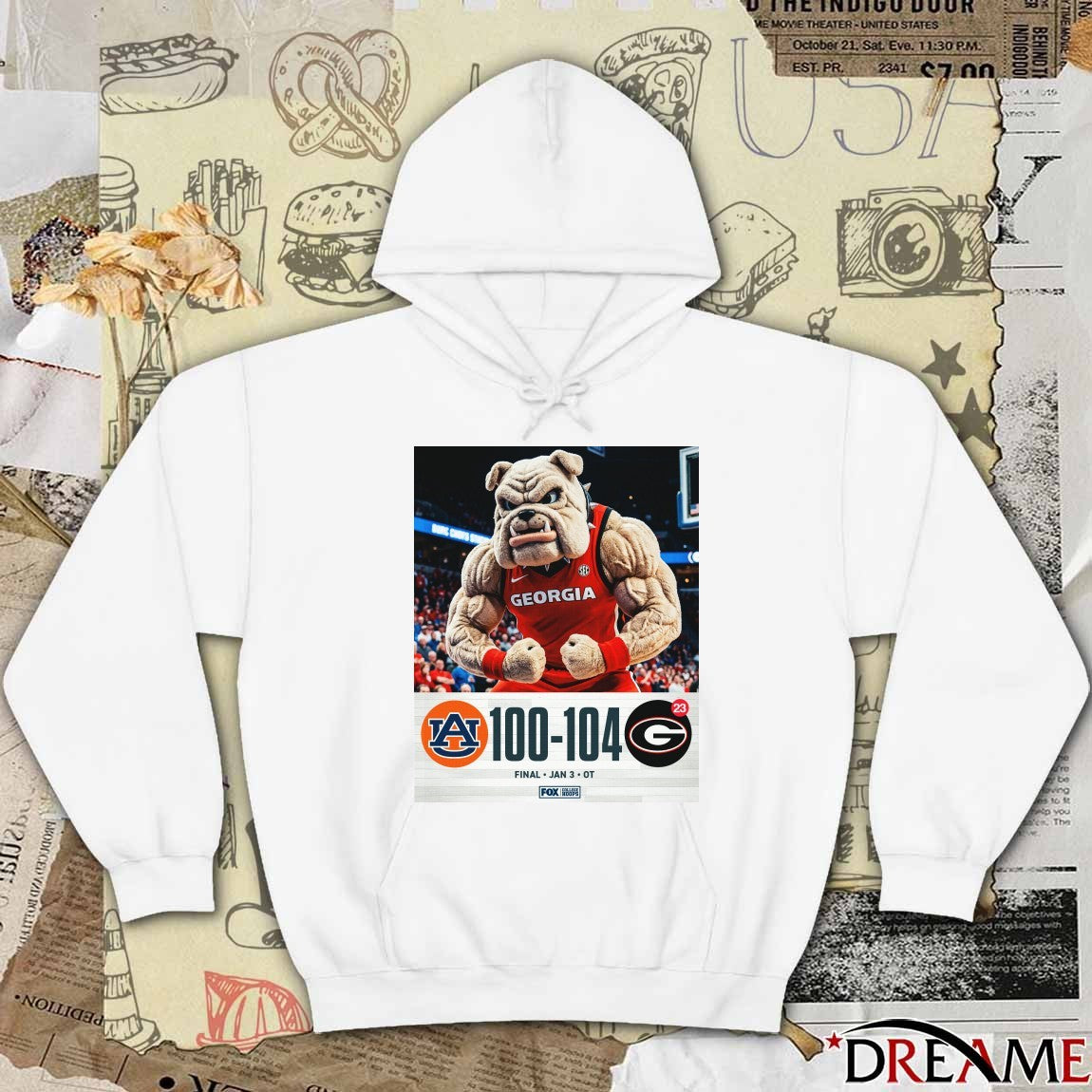 Georgia Bulldogs Vs Auburn Tigers Final Score 104 – 100 SEC Matchup Poster t-shirt