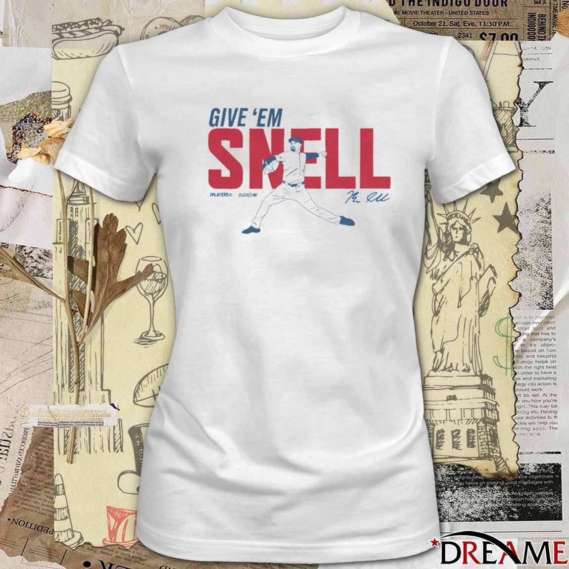 Give ’em Snell Los Angeles Dodgers Blake Snell Slash Line Signature t-shirt
