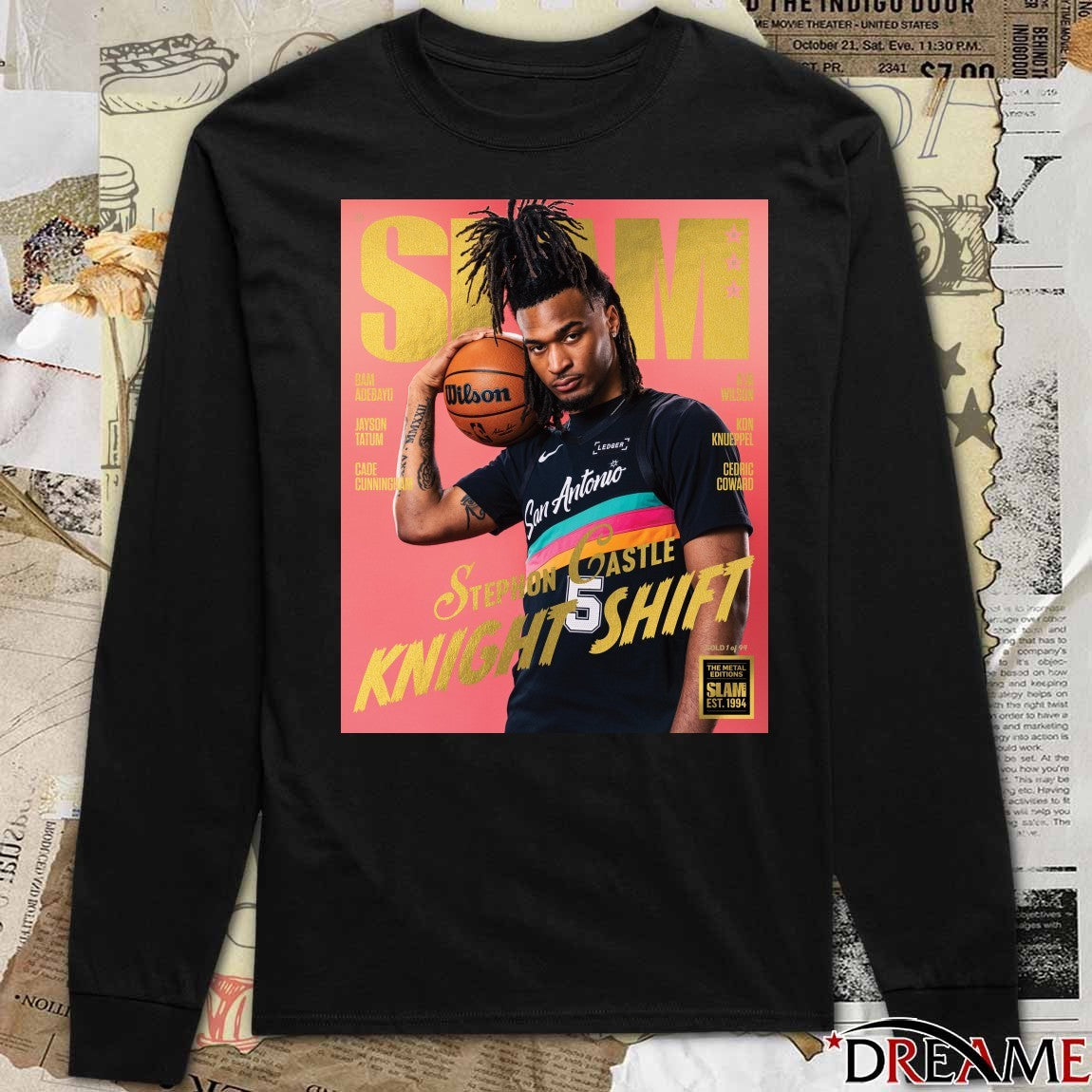 Gold Metal SLAM 261 Stephon Castle Knight Shift San Antonio Spurs Basketball Magazine t-shirt