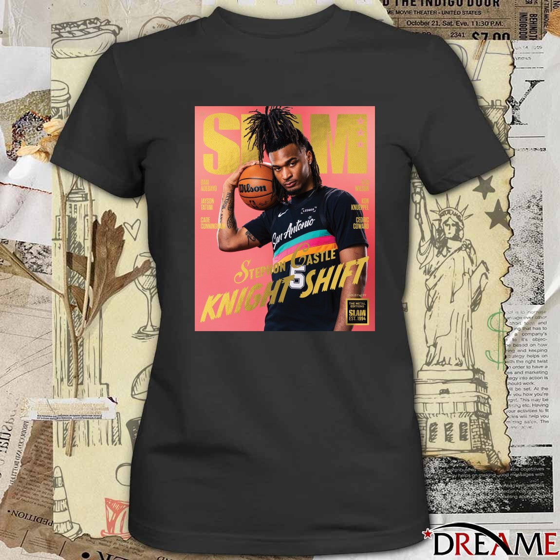 Gold Metal SLAM 261 Stephon Castle Knight Shift San Antonio Spurs Basketball Magazine t-shirt