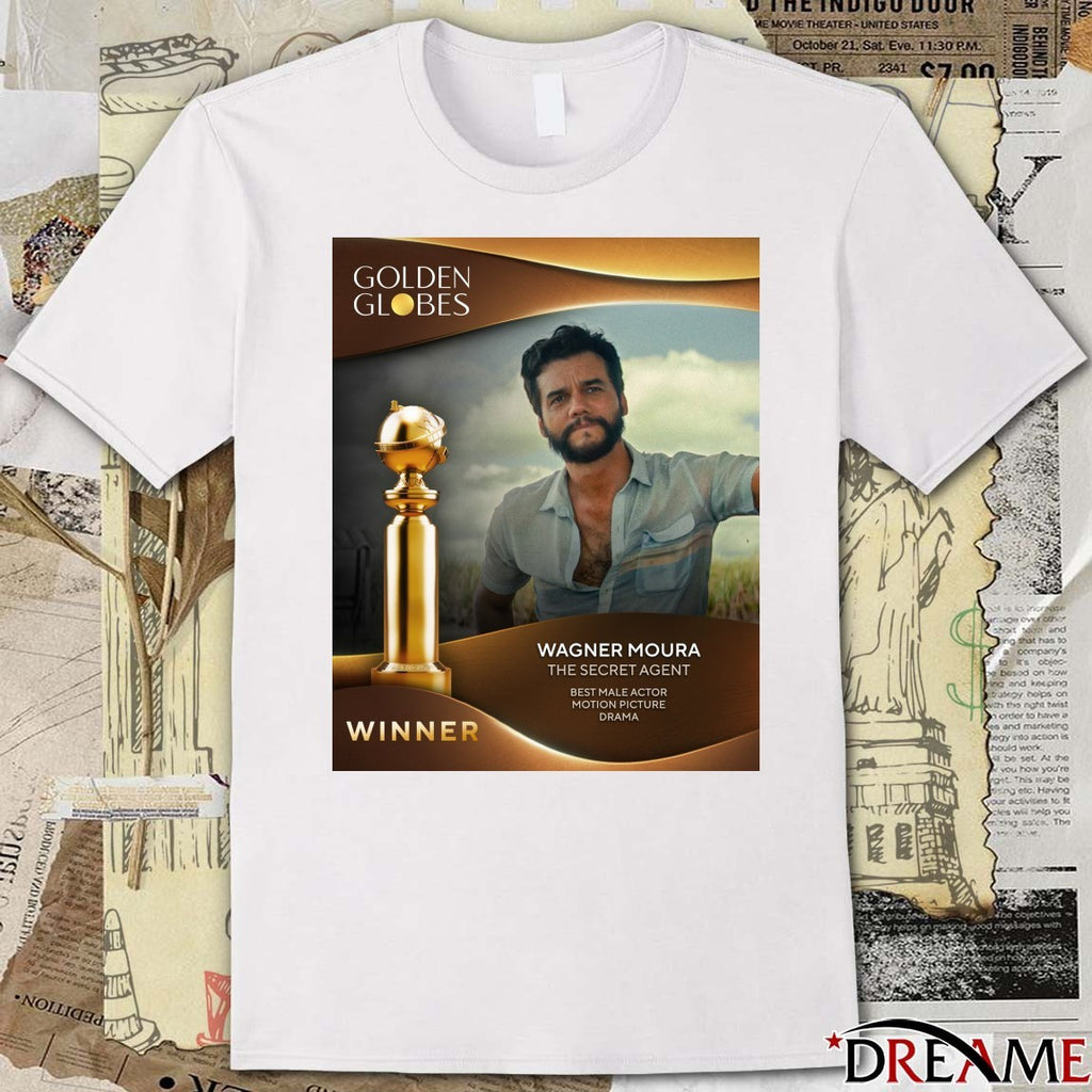 Golden Globes Winner Wagner Moura The Secret Agent Best Male Actor Motion Picture Drama Poster t-shirt