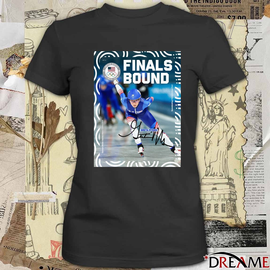 Greta Myers Finals Bound Women’s Mass Start Olympic Winter Games Milano Cortina 2026 Signature Poster t-shirt