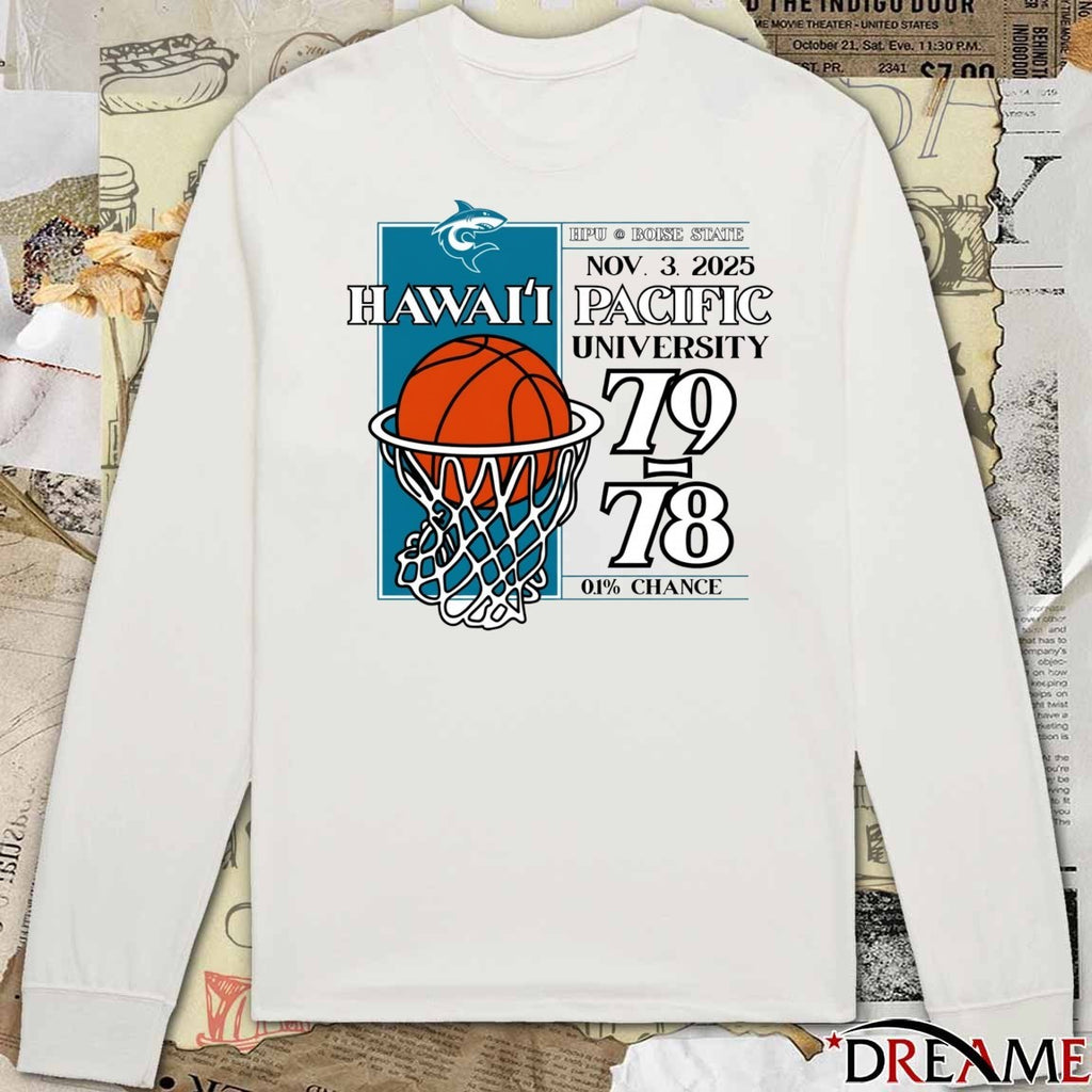 HPU Boise State Nov 3 2025 Hawaii Pacific Men’s Basketball University 79 78 t-shirt