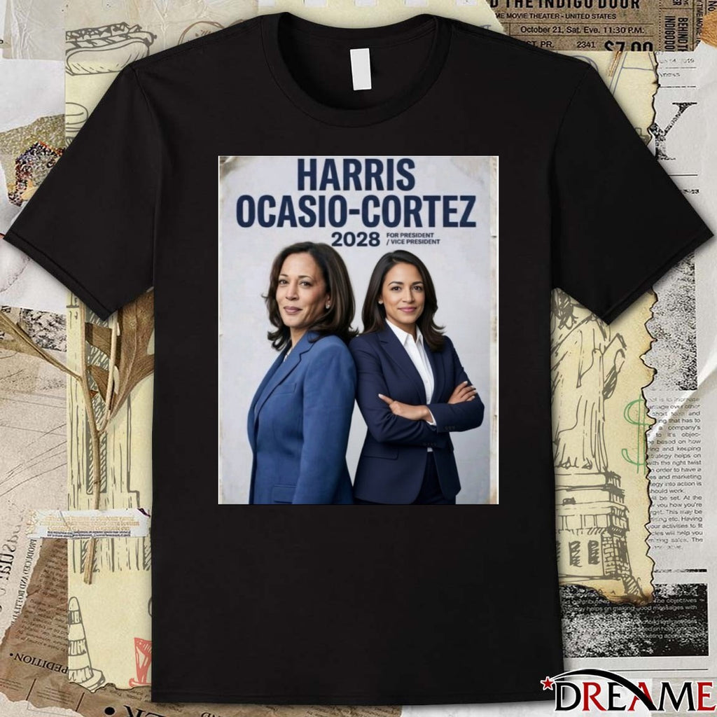 Harris Ocasio-Cortez 2028 For President And Vice President Poster t-shirt