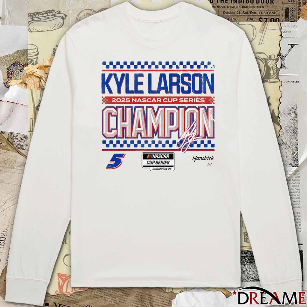 Hendrick Motorsports Team Collection Kyle Larson 2025 NASCAR Cup Series Champion 2x Signature t-shirt