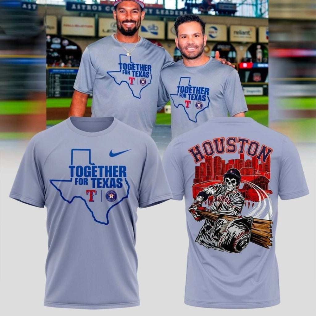 Houston Astros x Texas Rangers Together For Texas Baseball MLB Rivalry Unity Fan Two-Sided Shirt