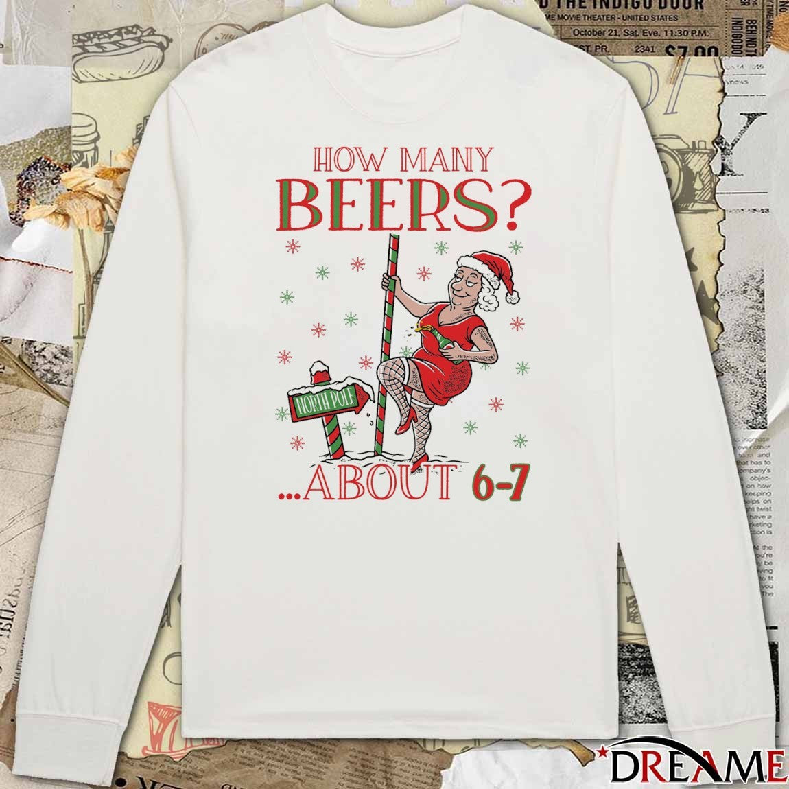 How Many Beers About 6-7 Mrs Clause Ugly Christmas Sweater 2025 t-shirt