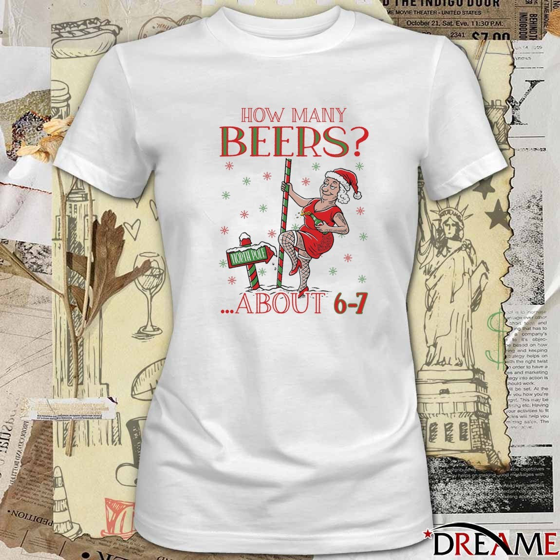 How Many Beers About 6-7 Mrs Clause Ugly Christmas Sweater 2025 t-shirt