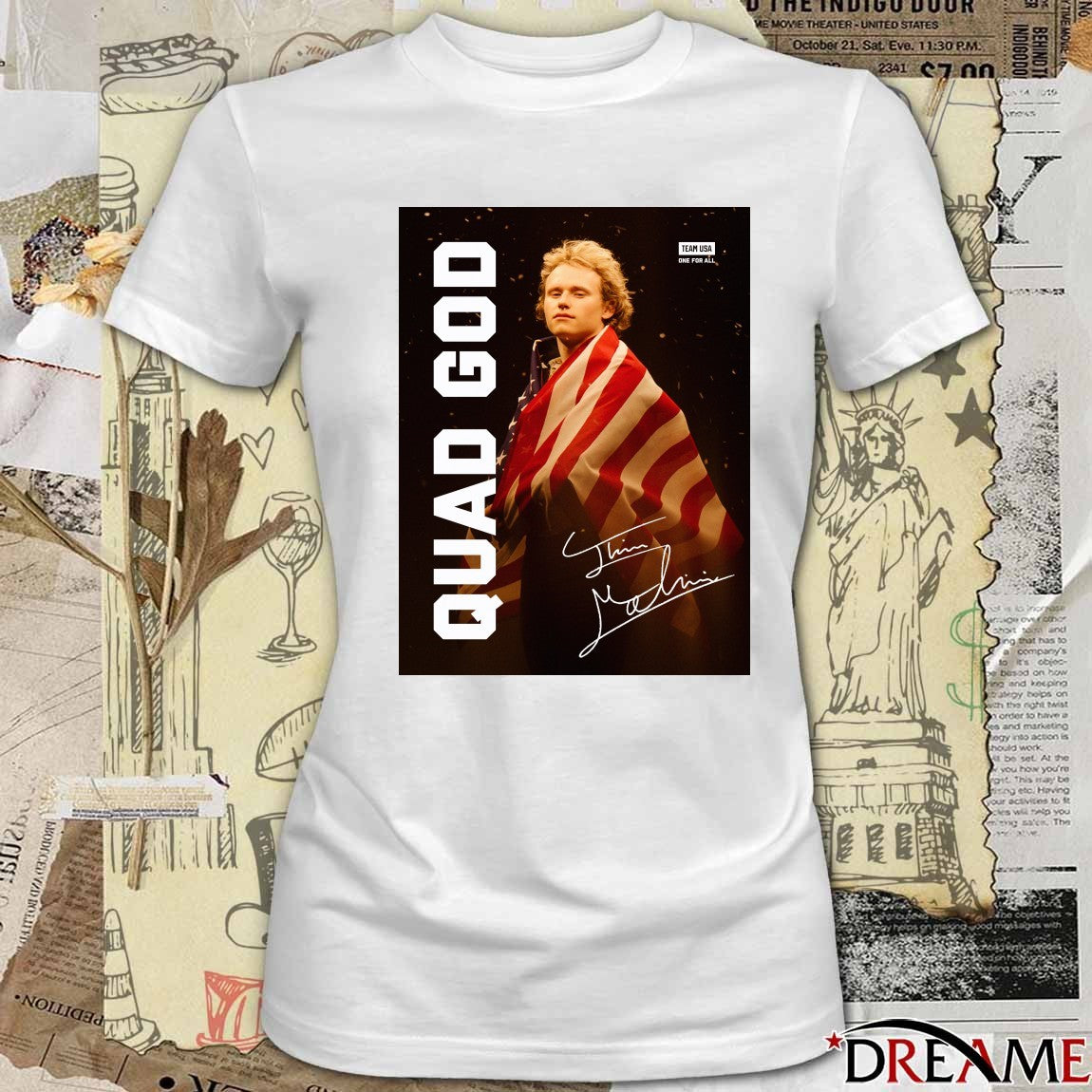 Ilia Malinin Quad God Team USA One For All Winter Olympics Signature Poster t-shirt